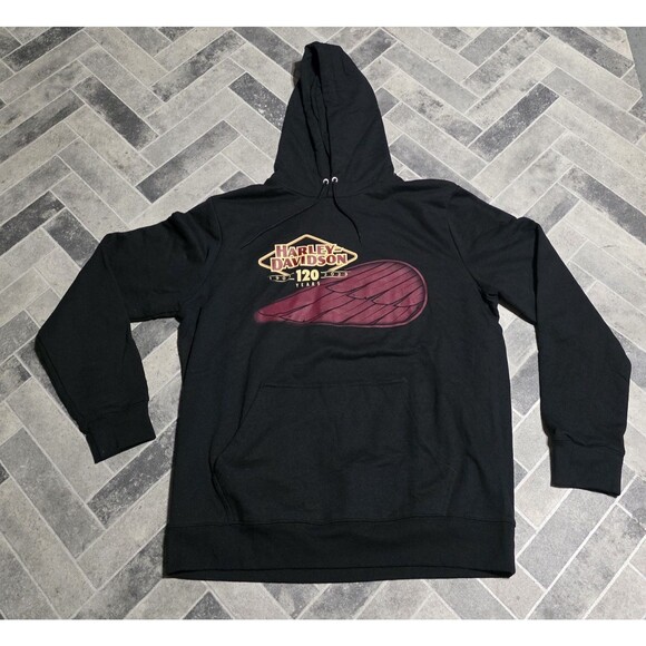 New Harley-Davidson Men's 120th Anniversary Hooded Pullover Sweatshirt Size LARG - Picture 1 of 4